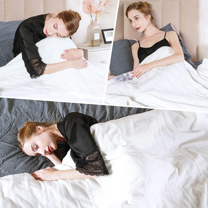 Electric Blanket Queen Size with Dual Control, 10 Heating Levels& 12 Hours Auto-Off, Overheat Protection, White
