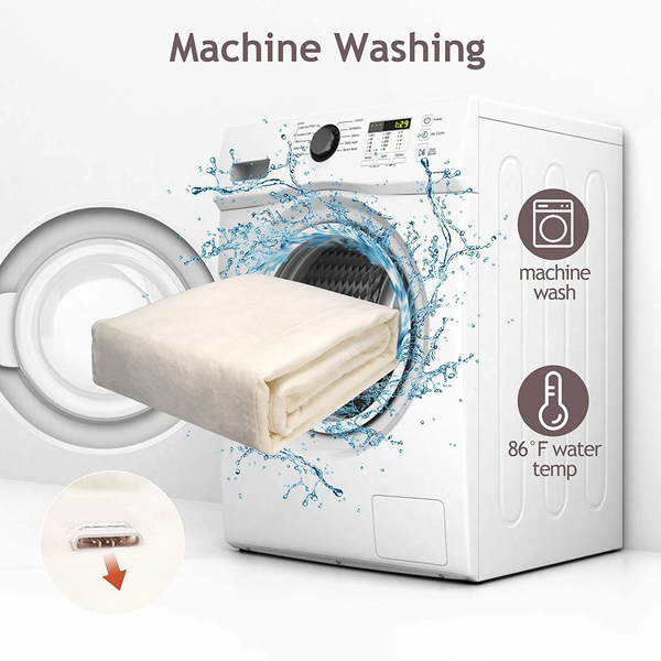 Electric Blanket Queen Size with Dual Control, 10 Heating Levels& 12 Hours Auto-Off, Overheat Protection, White