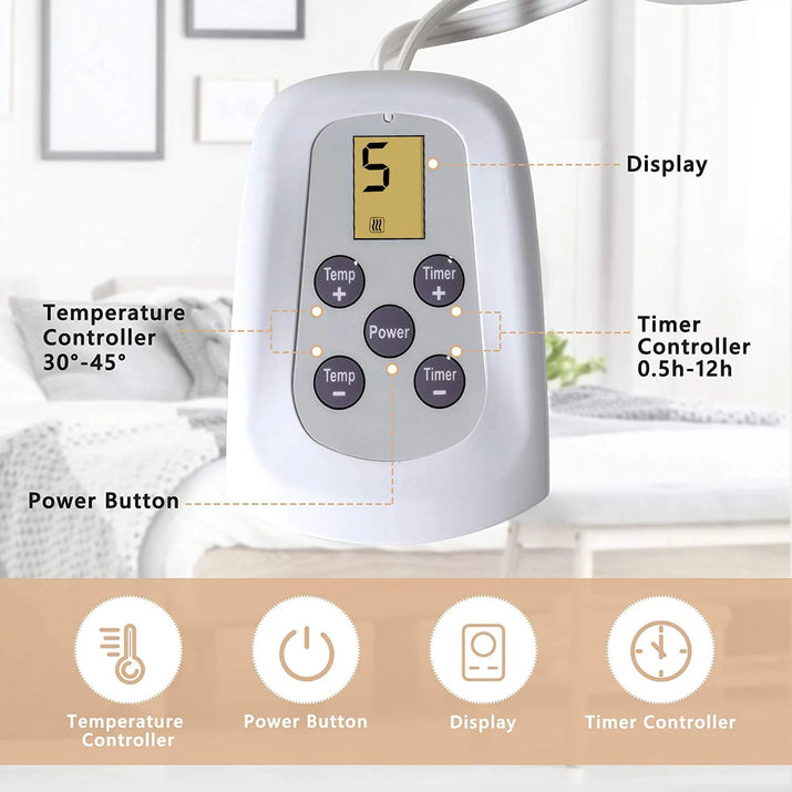 Electric Blanket Queen Size with Dual Control, 10 Heating Levels& 12 Hours Auto-Off, Overheat Protection, Beige