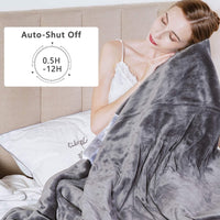 Royalcraft Electric Blanket Queen Size with Dual Control, 10 Heating Levels& 12 Hours Auto-Off, Overheat Protection, Grey