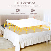 Electric Blanket Queen Size with Dual Control, 10 Heating Levels& 12 Hours Auto-Off, Overheat Protection, White