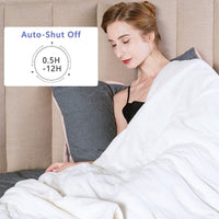 Electric Blanket Queen Size with Dual Control, 10 Heating Levels& 12 Hours Auto-Off, Overheat Protection, White