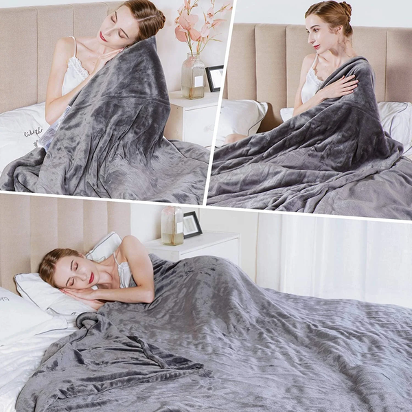 Royalcraft Electric Blanket Queen Size with Dual Control, 10 Heating Levels& 12 Hours Auto-Off, Overheat Protection, Grey